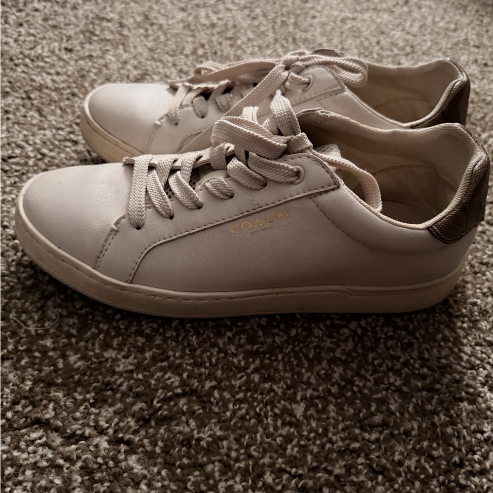 Coach Women's Cream and Brown Sneakers